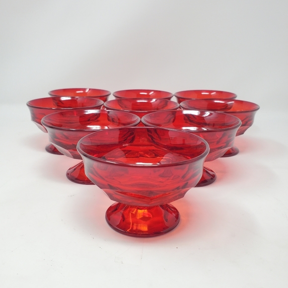 Viking Georigan Ruby Red Champagne/Sherbet Glasses, set of 9 - Picture 1 of 5